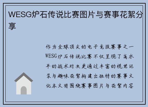 WESG炉石传说比赛图片与赛事花絮分享